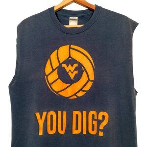 WVU Mountaineers Volleyball Shirt M You Dig Cutoff Slvs Muscle Tank Distressed